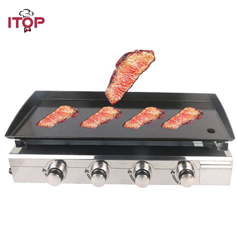 ITOP 4 Burners Stainless Steel Gas BBQ Grills LPG Gas Griddle Plancha ...