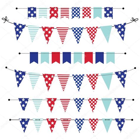 Banner, bunting or flags in red white and blue patriotic colors — Stock Vector © sjhuls #46657017