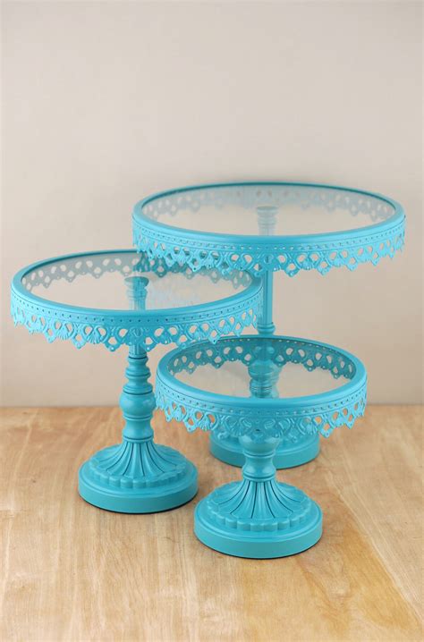 Turquoise Cake Stand. "Sophia Collection" Metal Cake Dessert Stand with ...