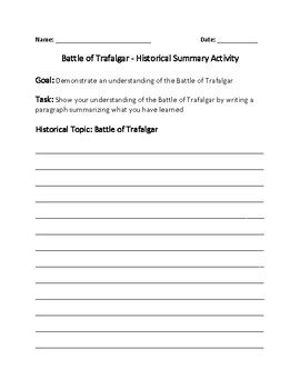 Battle of Trafalgar - Historical Summary Activity by Jwood Education