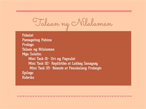 TALAAN NG NILALAMAN