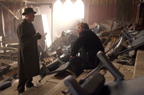 Christopher Nolan and Michael Caine on set of The Prestige