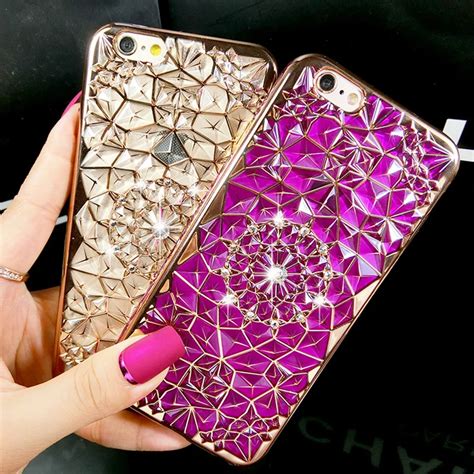 New Luxury 3D Electroplating Flowers Rhinestone Bling Soft TPU Phone ...