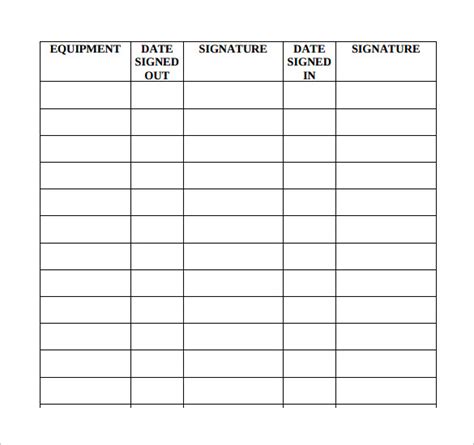 FREE 14+ Sample Equipment Sign Out Sheet Templates in PDF | MS Word | Excel