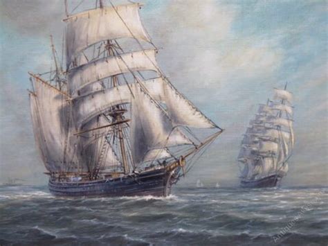 Antiques Atlas - Marine Oil Painting Sailing Ships Seascape Picture