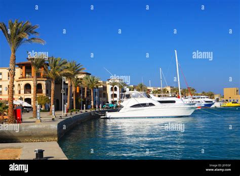 PORT GHALIB, EGYPT - APRIL 02, 2017: Port Ghalib, a beautiful port ...