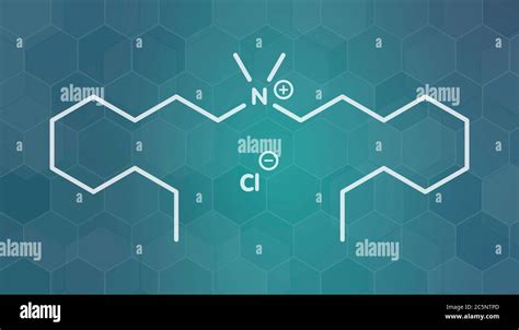 Didecyldimethylammonium chloride antiseptic molecule. Biocidal disinfectant, active against ...