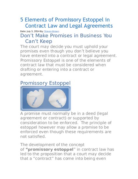 (DOC) 5 Elements of Promissory Estoppel in Contract Law and Legal Agreements | olabisi ali ...