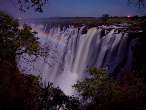 Moonbows light up Victoria Falls