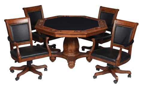 Lot Detail - POKER TABLE AND FOUR CHAIRS WITH CARDS AND CASE OF CHIPS.