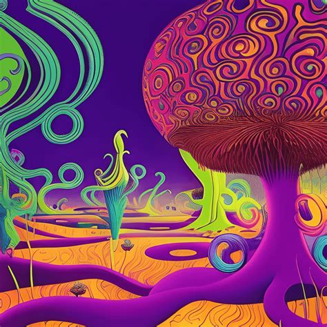 Psychedelic Enchanted Meadow Surrealism · Creative Fabrica