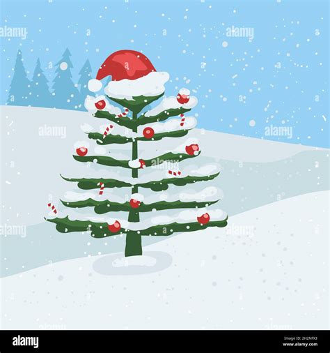 Snow falling on Christmas tree clip art Stock Vector Image & Art - Alamy