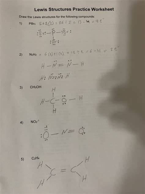 Solved Lewis Structures Practice Worksheet Draw the Lewis | Chegg.com