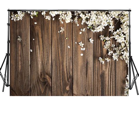 Buy Sensfun 8x6ft Rustic Floral Wood Photo Backdrop White Flowers on ...