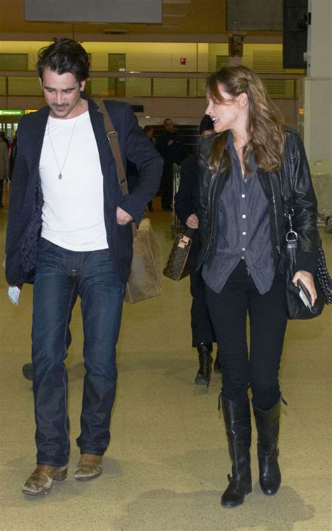 Colin Farrell and Alicja Bachleda-Curus arriving at Heathrow Airport ...