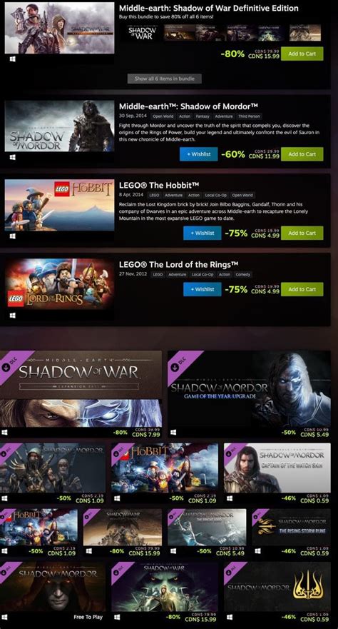 WB Games Middle Earth Sale on Steam : r/PCGamesDeals