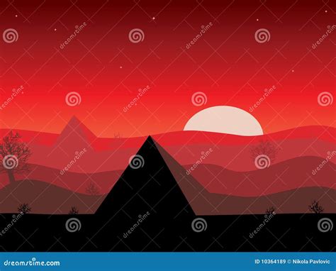 Sunset pyramid stock vector. Illustration of pyramid - 10364189