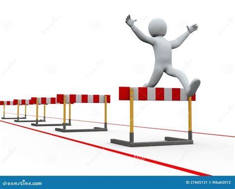 3d Man Hurdles Track Jumping Stock Image - Image: 27605131