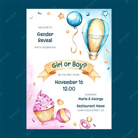 Premium Vector | Gender reveal party poster template