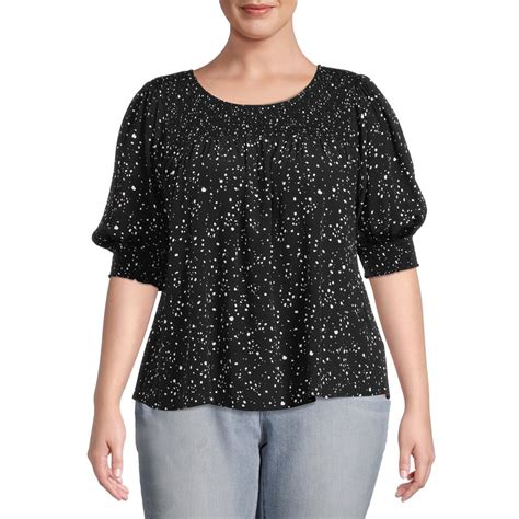 Terra & Sky - Terra & Sky Women's Plus Size Smocked Woven Top - Walmart ...