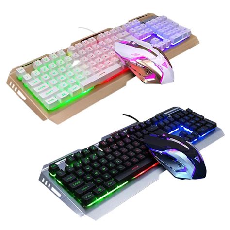 USB Wired Metal Backlight Gaming Keyboard Mouse Combo Computer ...