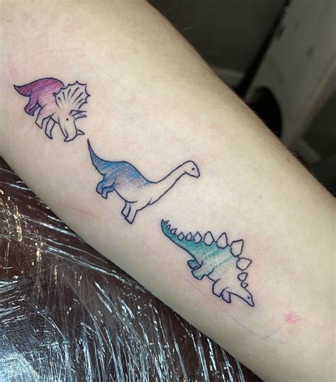 Three Dinosaur Tattoo, Color Tattoo, Dinosaur Tattoo | Dinosaur tattoos ...