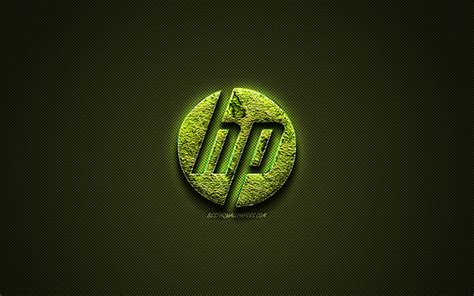 Download wallpapers HP logo, Hewlett-Packard, green creative logo, floral art logo, HP emblem ...