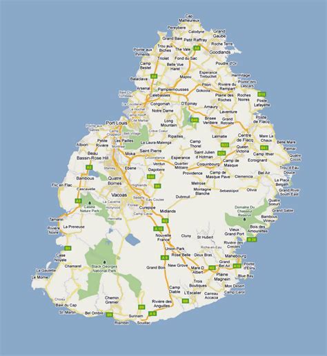 Detailed road map of Mauritius with cities and villages | Mauritius | Africa | Mapsland | Maps ...