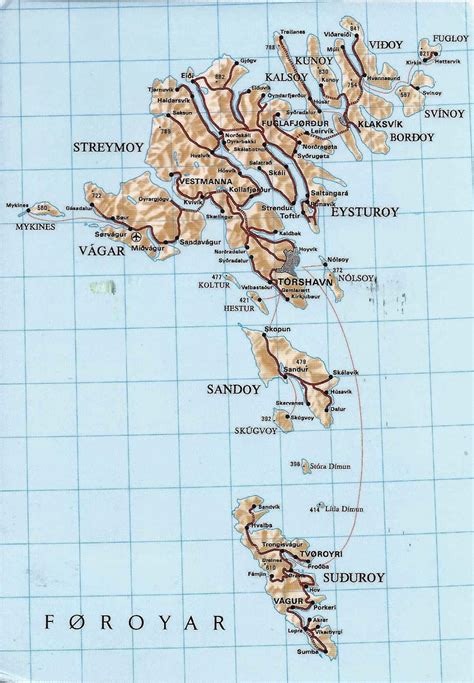 A Journey of Postcards: Map of the Faroe Islands