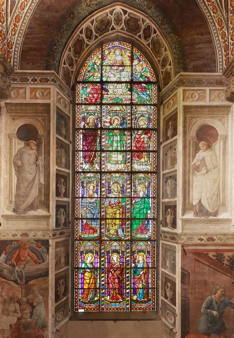 The stained glass window of the main chapel of Prato Cathedral, was designed by Filippo Lippi ...