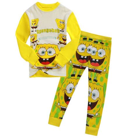 SpongeBob SquarePants Pajamas Boys Kids Cotton Clothes BU435 | Shopee ...