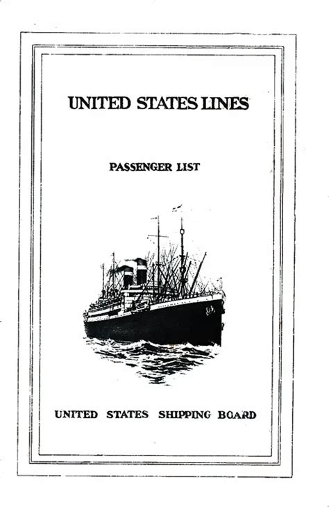 SS George Washington Passenger List - 22 August 1934 | GG Archives