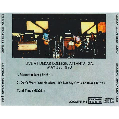 Cd amazing mountain jam - live atlanta 1970 by Allman Brothers Band, CD ...