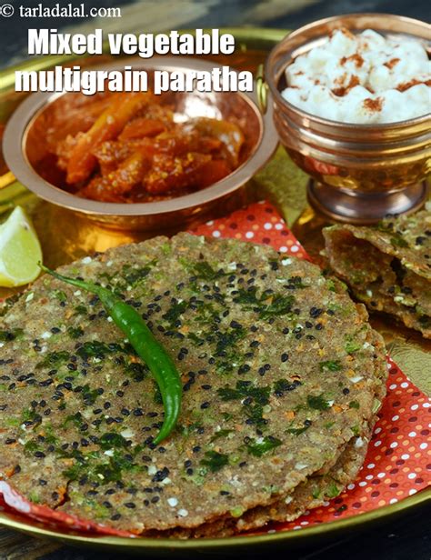 Calories of Mixed Vegetable Multigrain Paratha, 4 Grain Paratha | Tarladalal.com