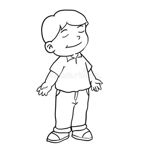 Hand Drawing of Boy Standing -Vector Illustration Stock Vector ...