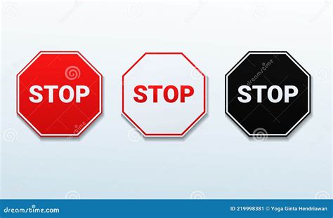 Set of Stop Sign. Octagon Boardsign. Safety Warning Stock Vector - Illustration of risk ...