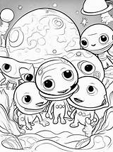 Premium Photo  Coloring Page Line Art aliens hiding sketch template