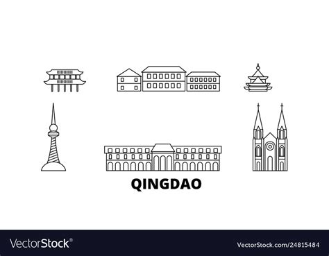 China qingdao line travel skyline set china Vector Image