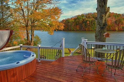 Eagle View Lake House located in Hocking Hills, Oh. Beautiful view in the fall from the large ...