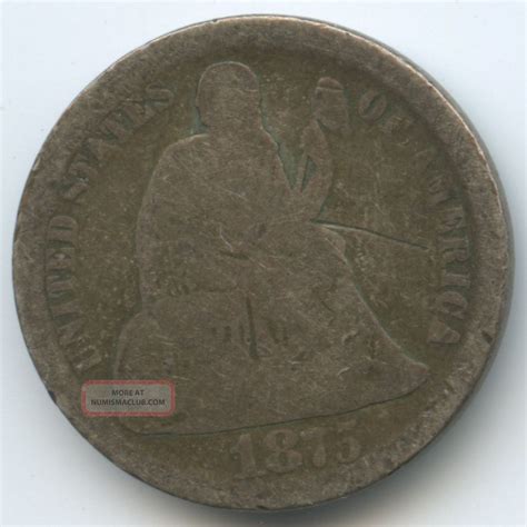 1875 - Cc Seated Liberty Silver Dime - Mintmark Below