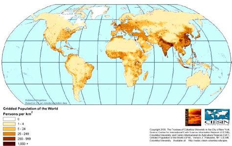 Population Density Map of the World. (Source: Center for International... | Download Scientific ...