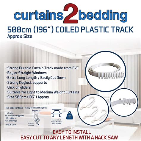 C2B Original 196" (500cm) Plastic Curtain Track - Strong, Bendable Curtain Track - Bay ...