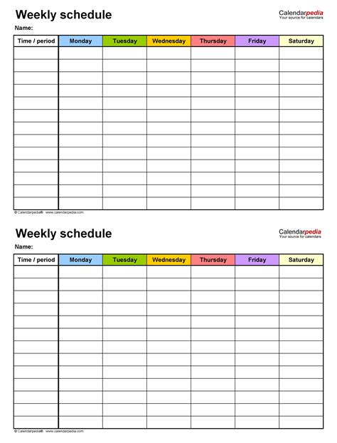 Monday To Friday Word Template | Calendar Template Printable