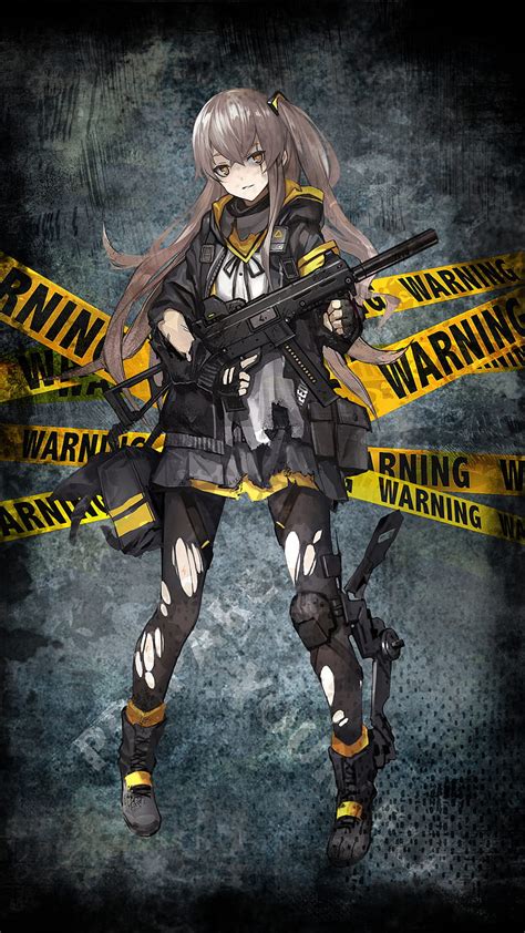 Anime Girl Gun, darkdgit, warning, HD phone wallpaper | Peakpx