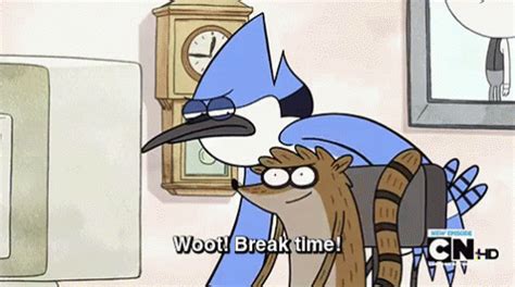 Break Time! GIF - RegularShow Mordecai Rigby - Discover & Share GIFs