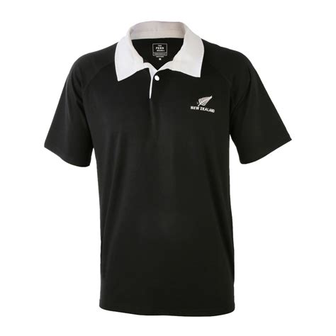 Adults Black with White Collar Rugby Jersey - The Fern Brand