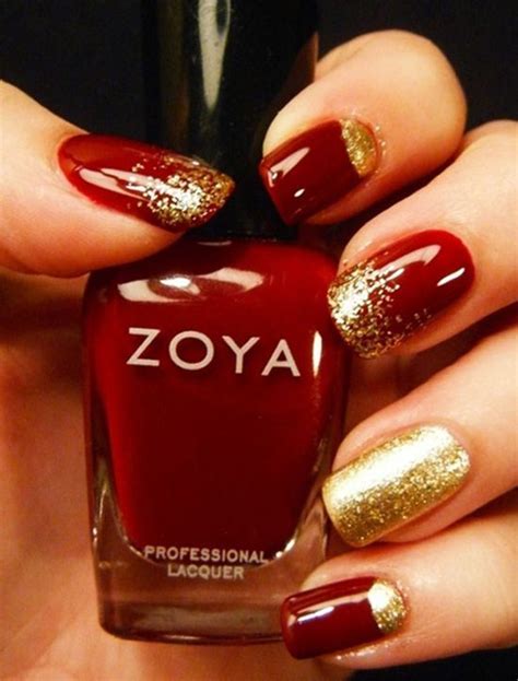 32 Beautiful Examples of Gold Glitter Nail Polish Art | Red and gold nails, Gold glitter nails ...