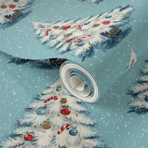 Retro Christmas Tree - A vintage style Wallpaper | Spoonflower