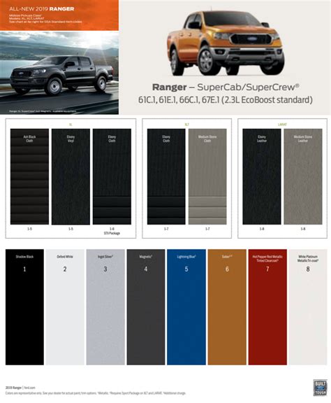 2022 Ford Ranger Color Chart