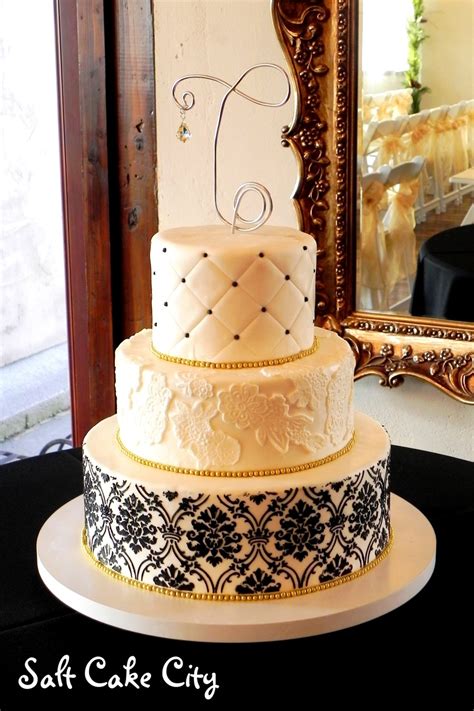 Black & Gold Wedding Cake - CakeCentral.com